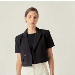 New English Factory Black Cropped Blazer Jacket